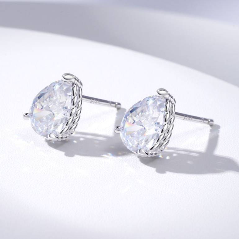 Gnoce Pear Cut Twisted Rope Studs Earrings