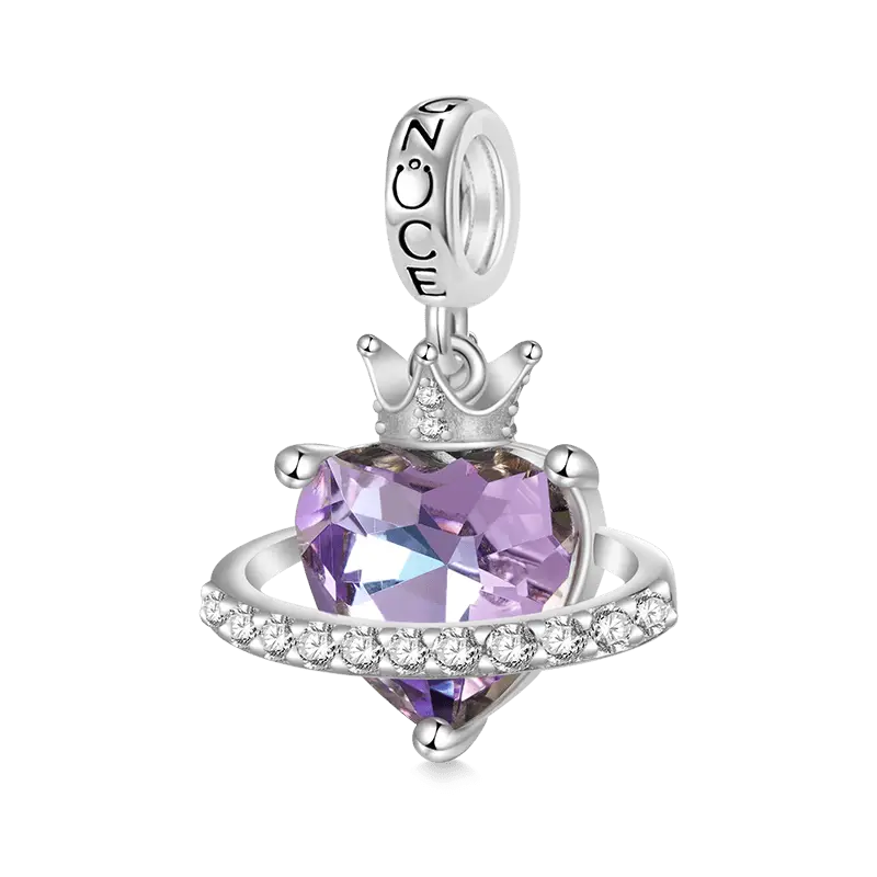 Gnoce Planet Crown Heart Pendant Dangle Charm