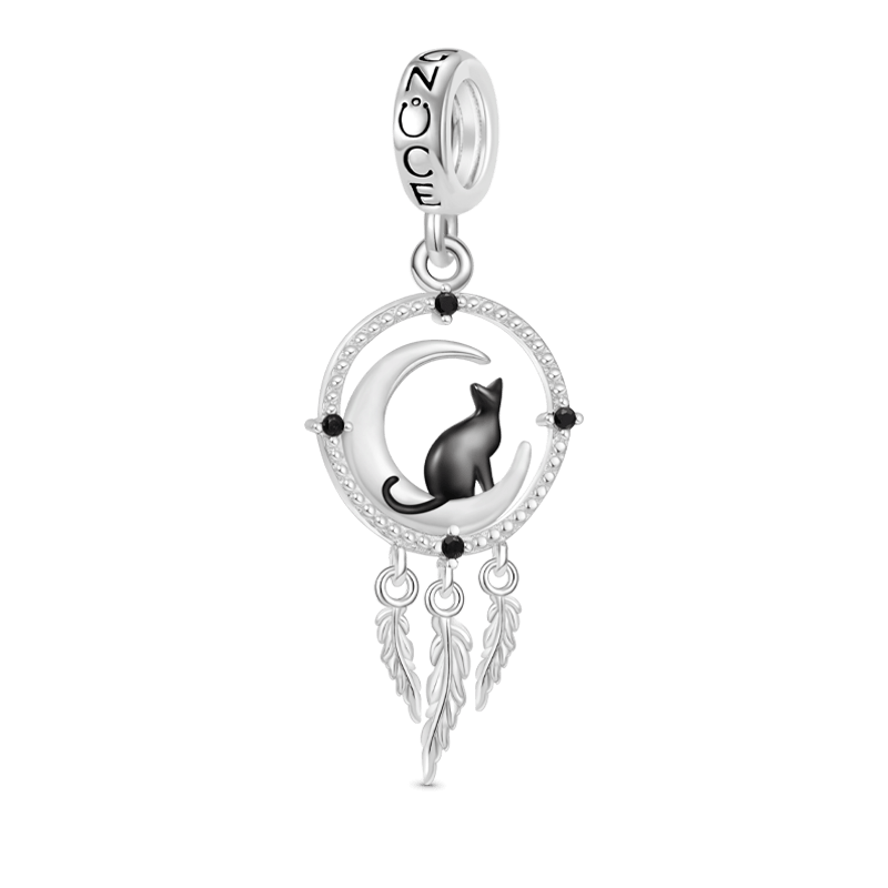 Gnoce Dream Catcher Black Cat Pendant Dangle Charm