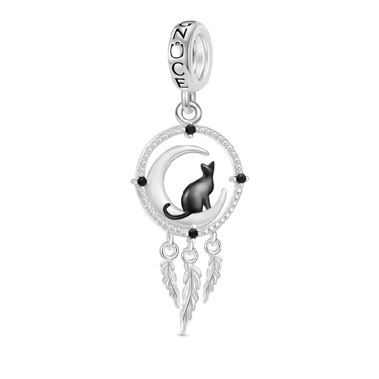 Gnoce Dream Catcher Black Cat Pendant Dangle Charm