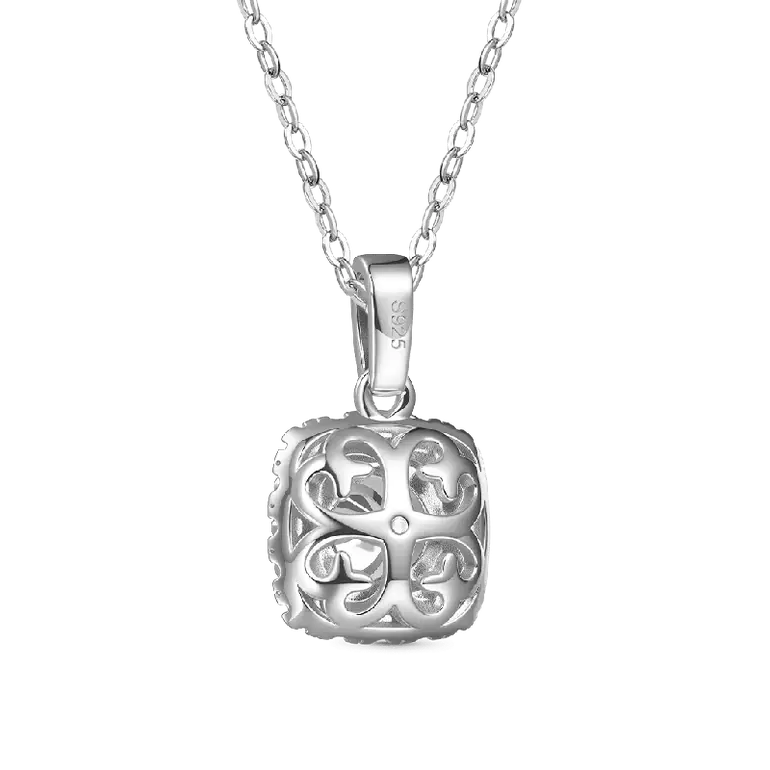 Gnoce Classic Cushion Halo 925S & VVS Moissanite Necklaces