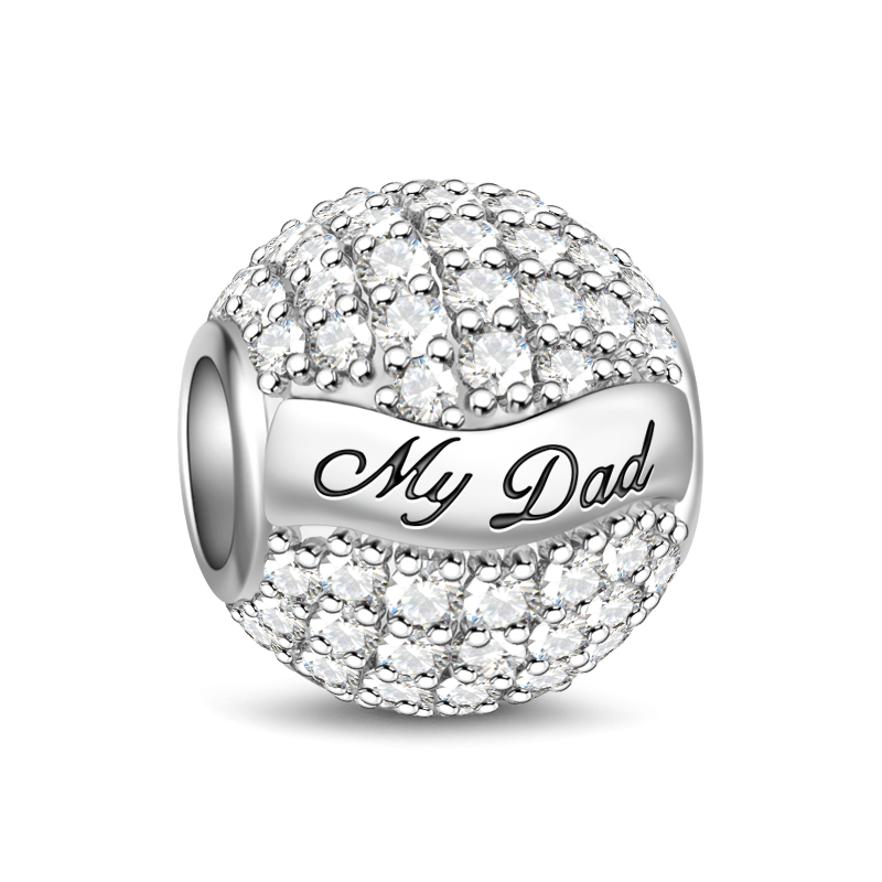 925 Sterling Silver Paved Pure Crystal CZ Stones Charm Perfect Father's Day Gift