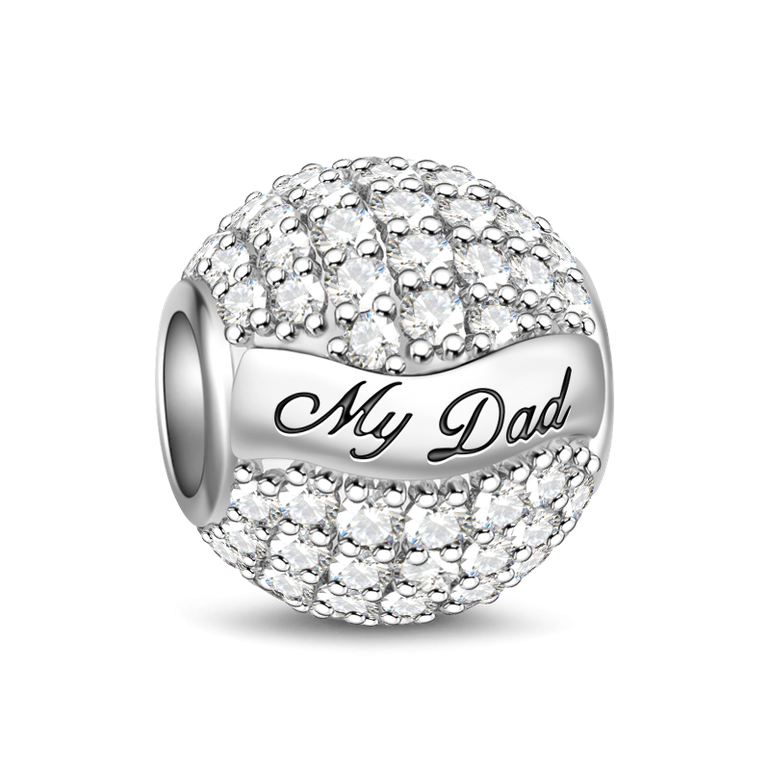 925 Sterling Silver Paved Pure Crystal CZ Stones Charm Perfect Father's Day Gift