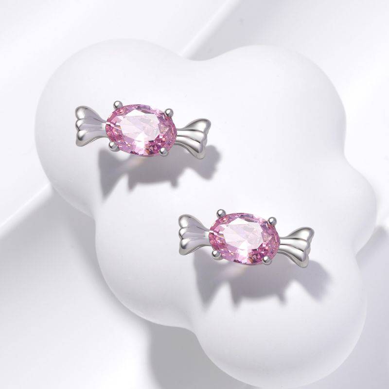 Gnoce Pink Candy Stud Earrings