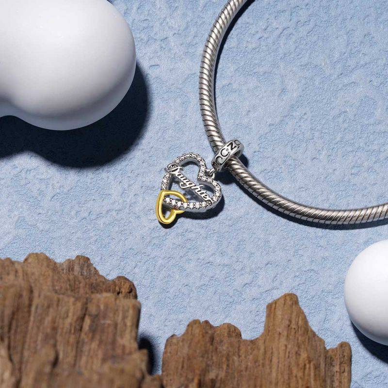 Gnoce Love You Daughter Heart Pendant Dangle Charm