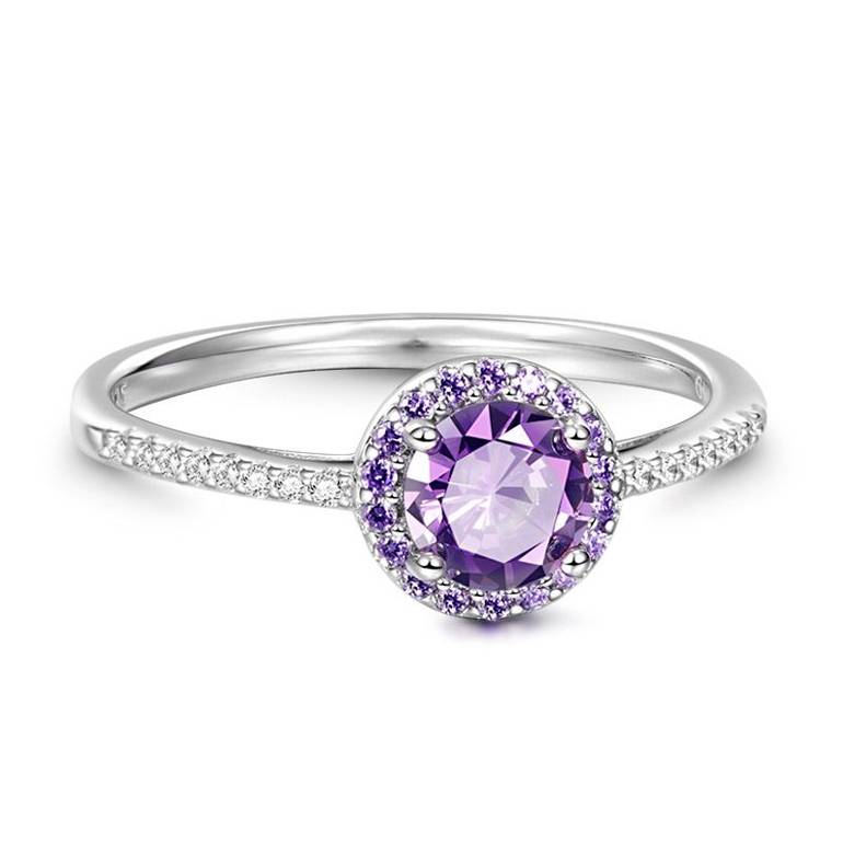 Gnoce Sparkling Purple Round-cut Promise Ring