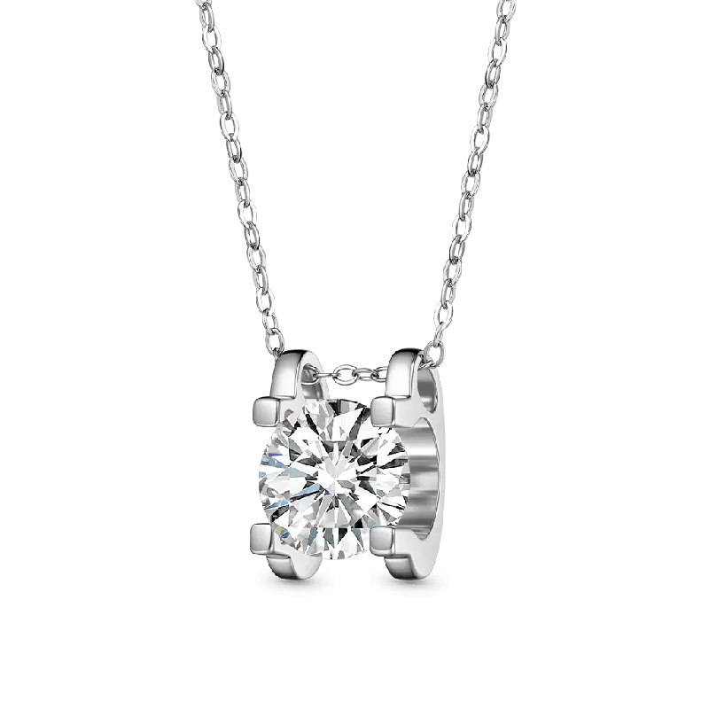 Gnoce Shiny 3CT Round VVS Moissanite Solitaire Necklaces