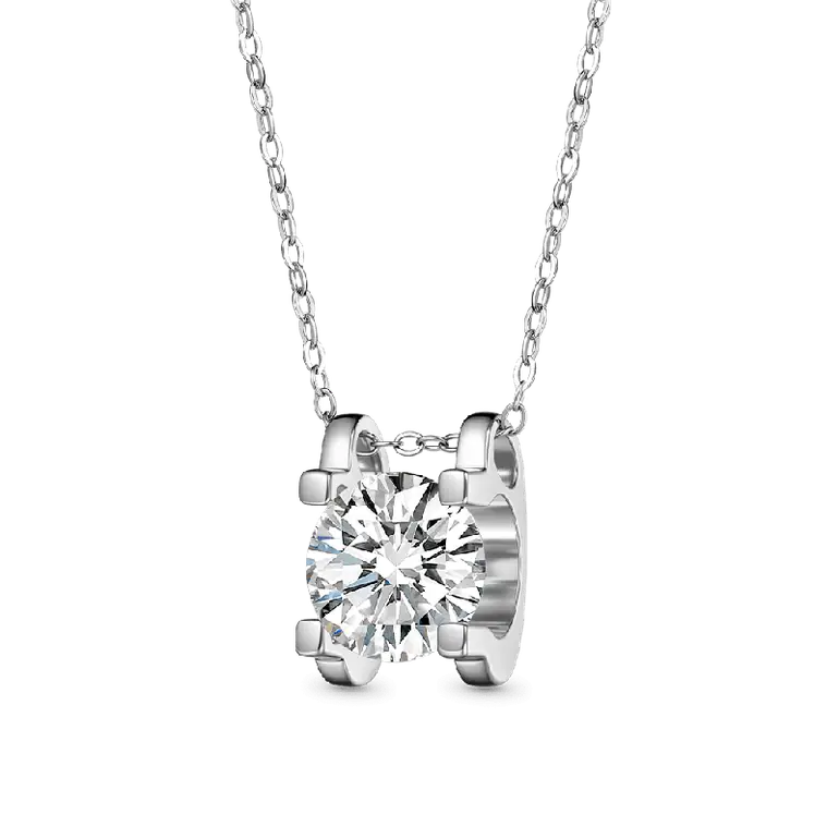 Gnoce Shiny 3CT Round VVS Moissanite Solitaire Necklaces