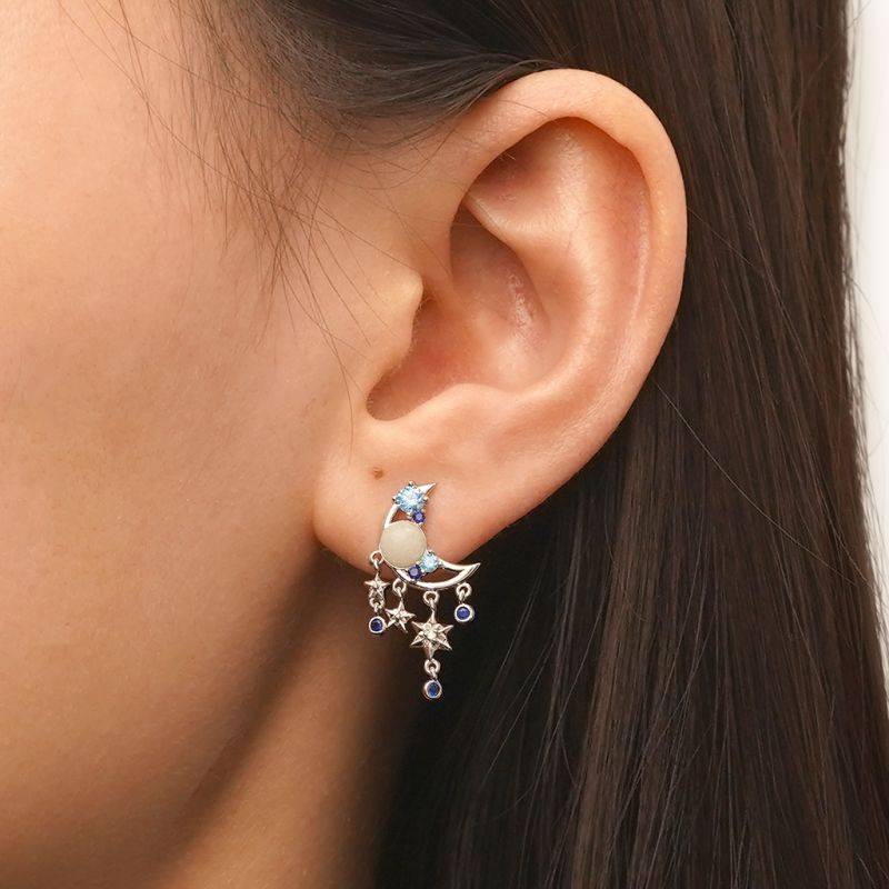 Gnoce Sparkling Glow-in-the-Dark Moon Stud Earrings