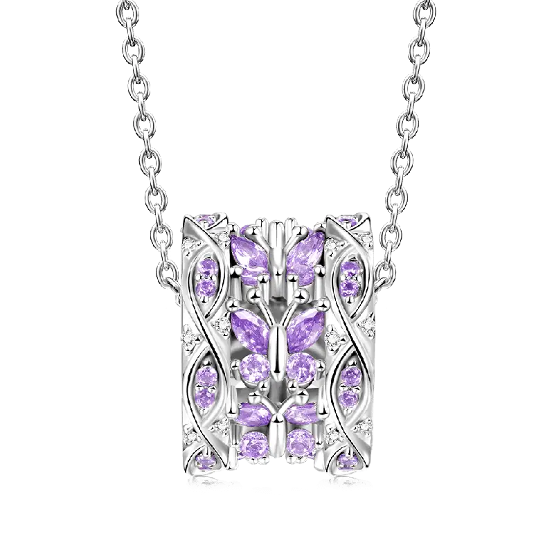 Gnoce Purple Butterfly Pendant Necklaces