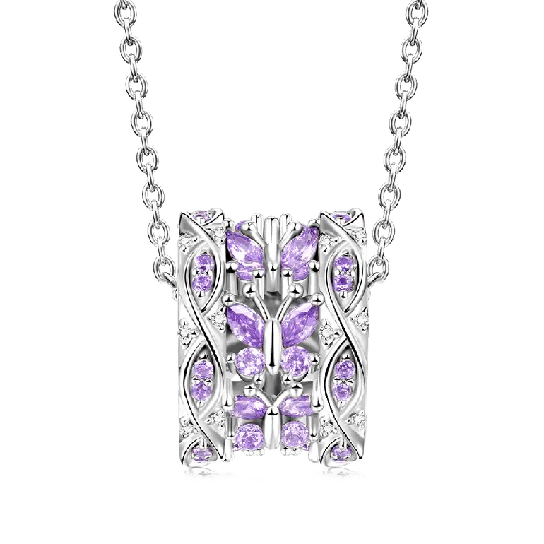 Gnoce Purple Butterfly Pendant Necklaces