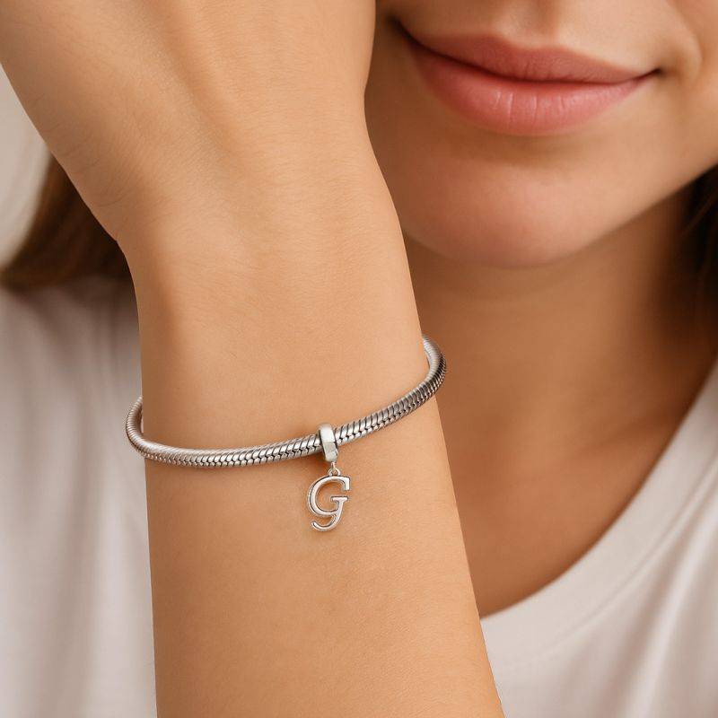Letter G 925 Sterling Silver Dangling Charm Great for Bracelets Necklaces