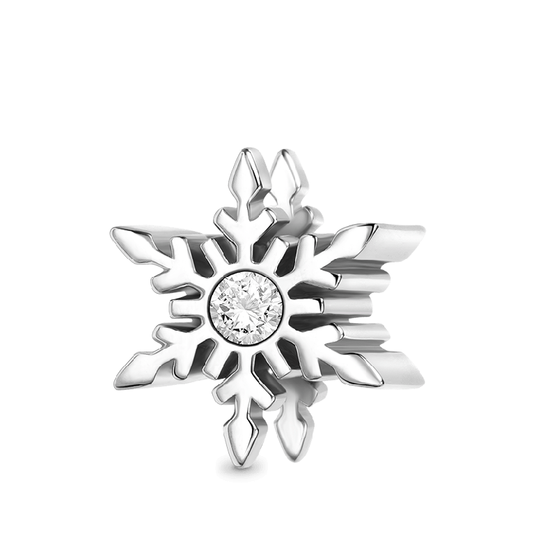 Snowflake Charm Bead 925 Sterling Silver