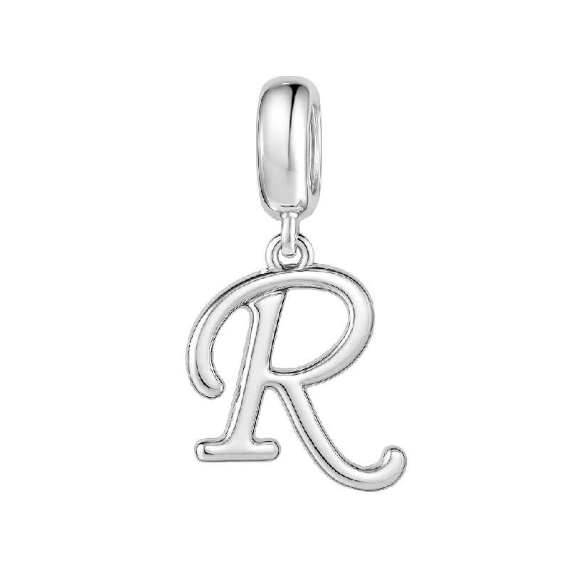 Letter R 925 Sterling Silver Dangling Charm Great for Bracelets Necklaces