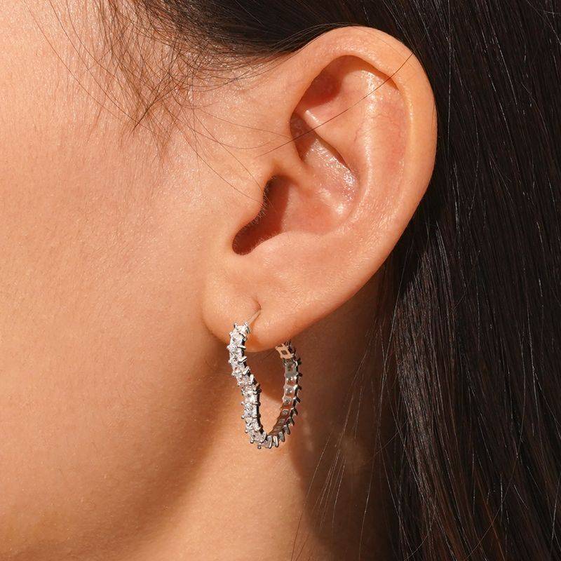 Gnoce Princess Cut Love Heart Stud Earrings