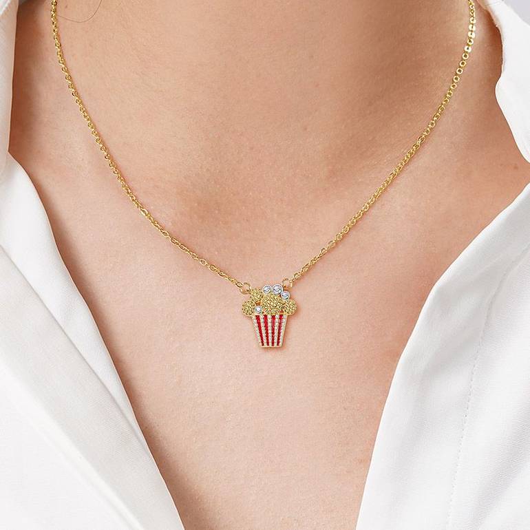 Popcorn Necklaces Sterling Silver 18k Gold Plated inlaid with Stones