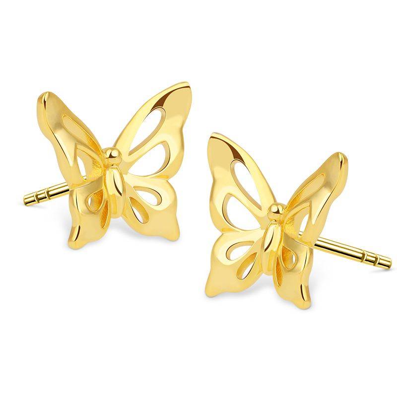 Dancing Butterfly Stud Earrings 18K Gold Plated 925 Sterling Silver/14K Gold