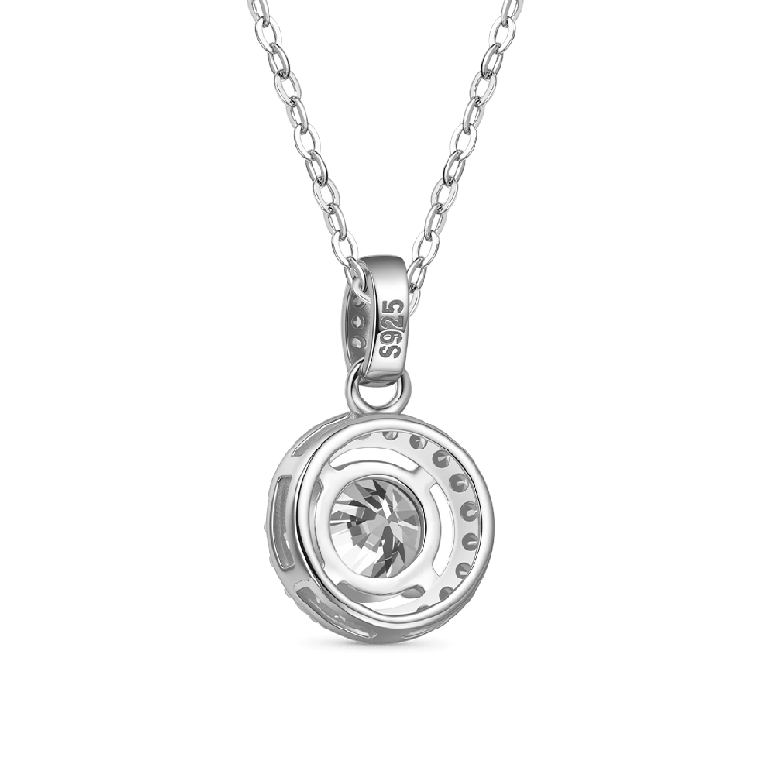 Gnoce Round Cut Rubover 925S & VVS Moissanite With Hidden Halo Necklaces