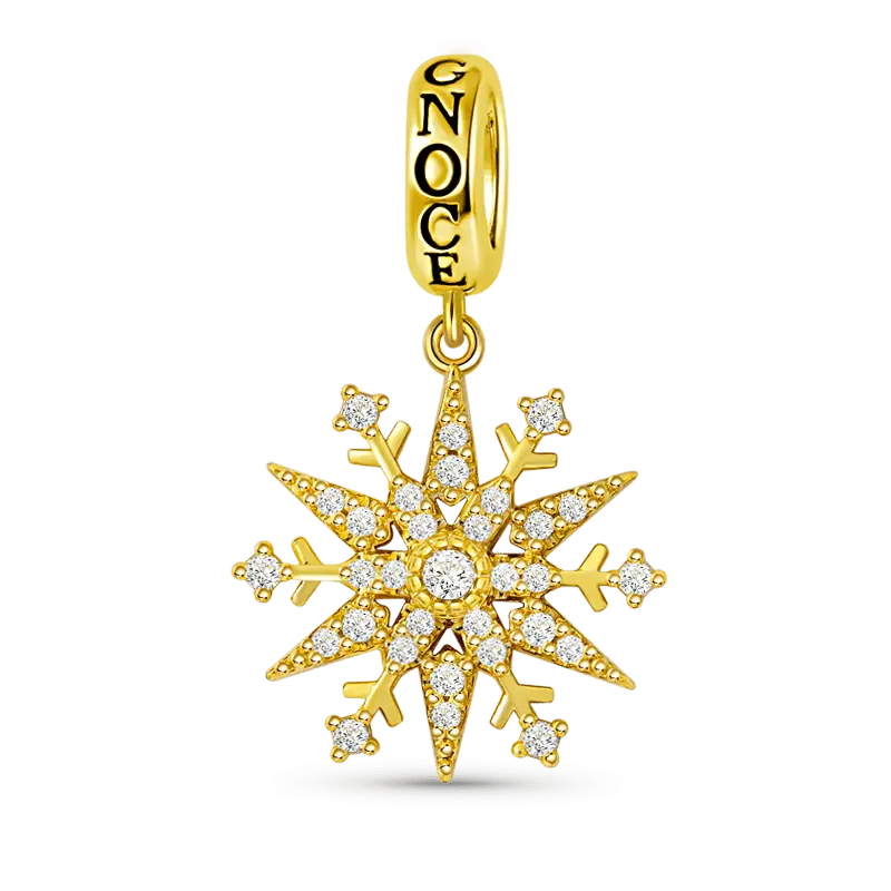 Snowflake Pendant Dangle Charm Sterling Silver 18k Gold Plated