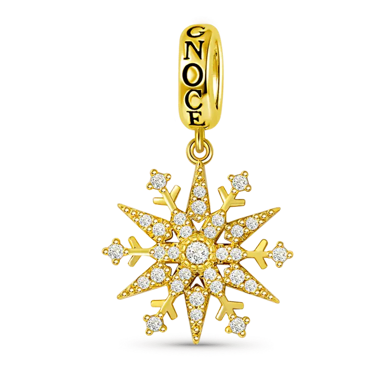 Snowflake Pendant Dangle Charm Sterling Silver 18k Gold Plated