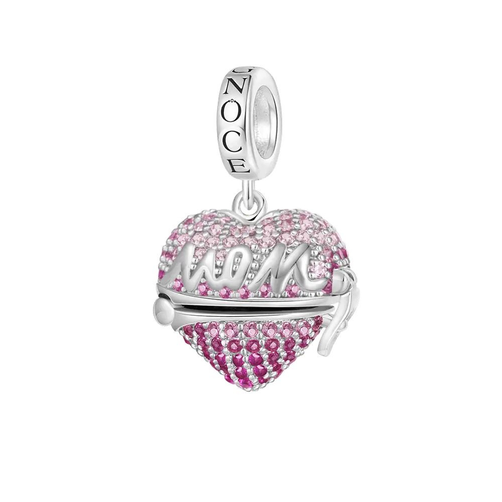 Gnoce Openable 'MOM' Heart Mother's Day Gift Pendant Dangle Charm