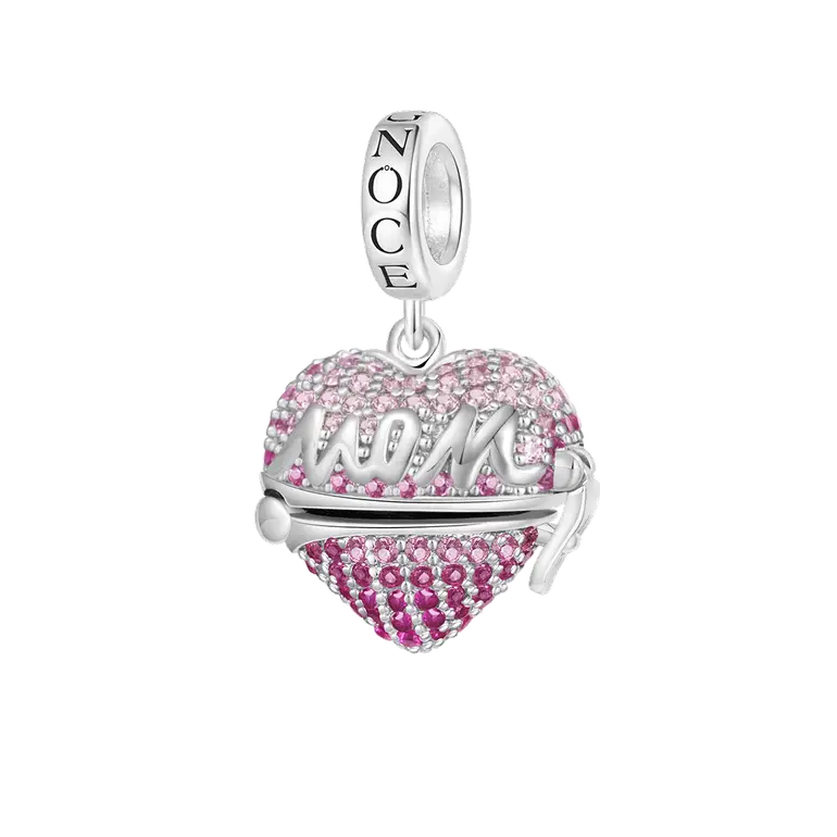 Gnoce Openable 'MOM' Heart Mother's Day Gift Pendant Dangle Charm