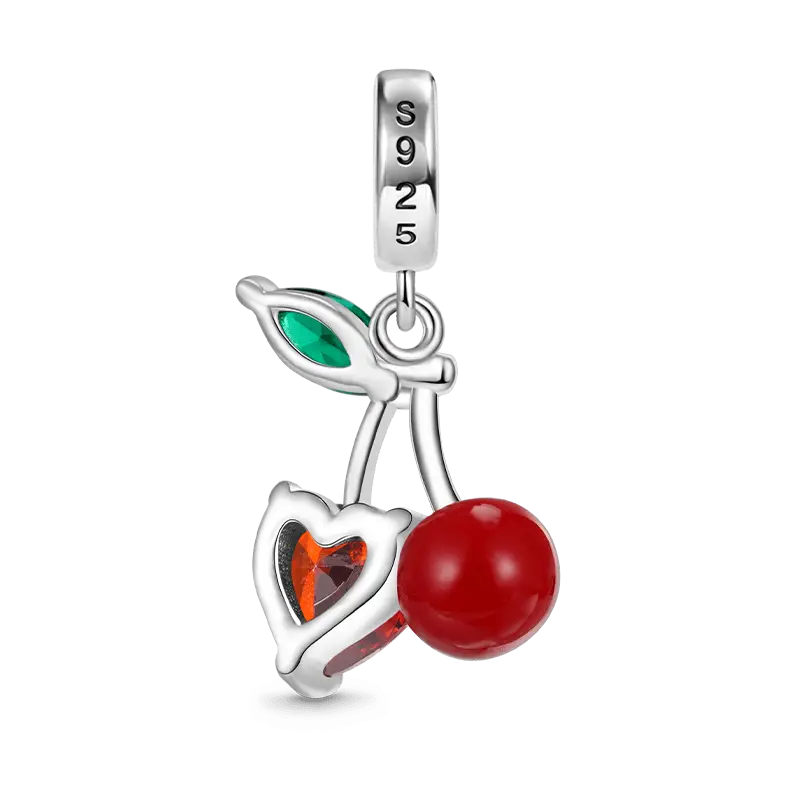 Gnoce Cherry Embraces Heart Gem Pendant Dangle Charm