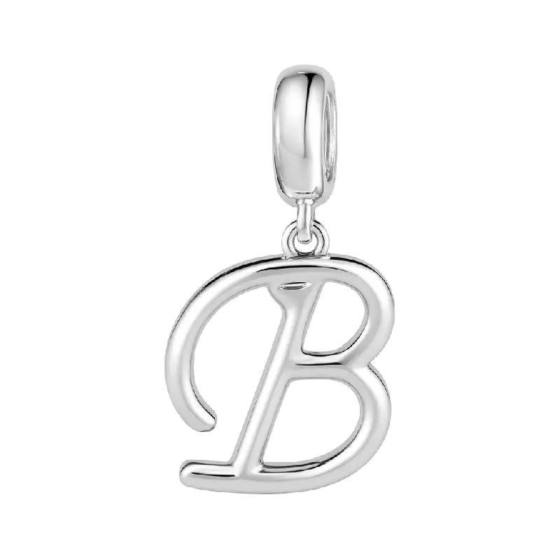 Letter B 925 Sterling Silver Dangling Charm Great for Bracelets Necklaces