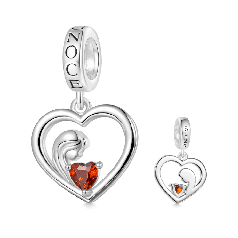 Gnoce Mother's Day Mother Hug Daughter Heart Double Pendant Dangle Charm
