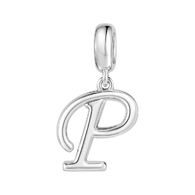 Letter P 925 Sterling Silver Dangling Charm Great for Bracelets Necklaces