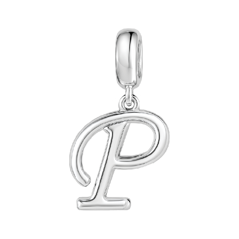 Letter P 925 Sterling Silver Dangling Charm Great for Bracelets Necklaces