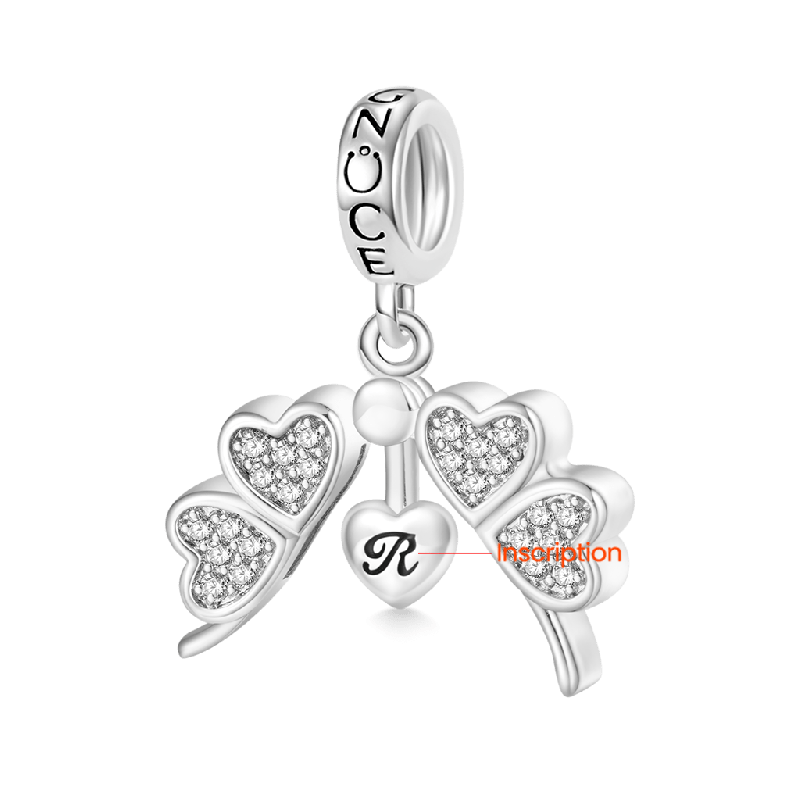 Gnoce Openable Four-leaf Clover Engravable Pendant Dangle Charm