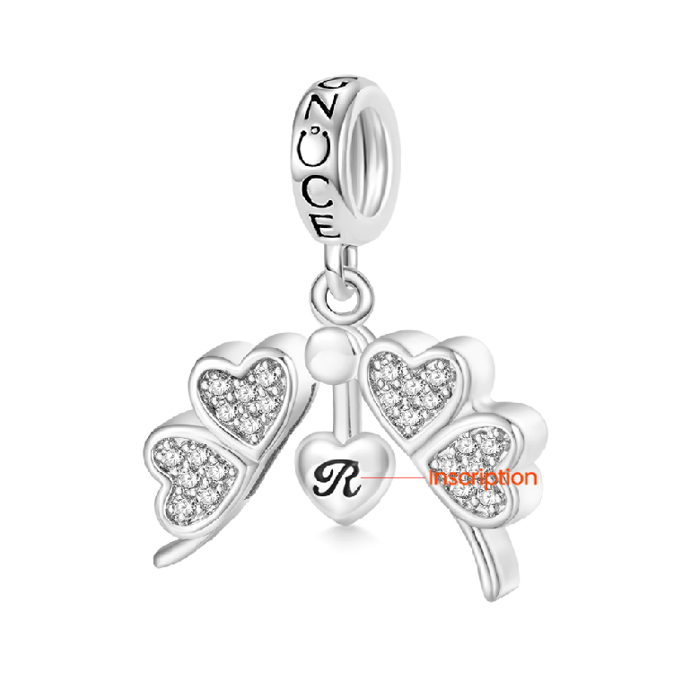 Gnoce Openable Four-leaf Clover Engravable Pendant Dangle Charm