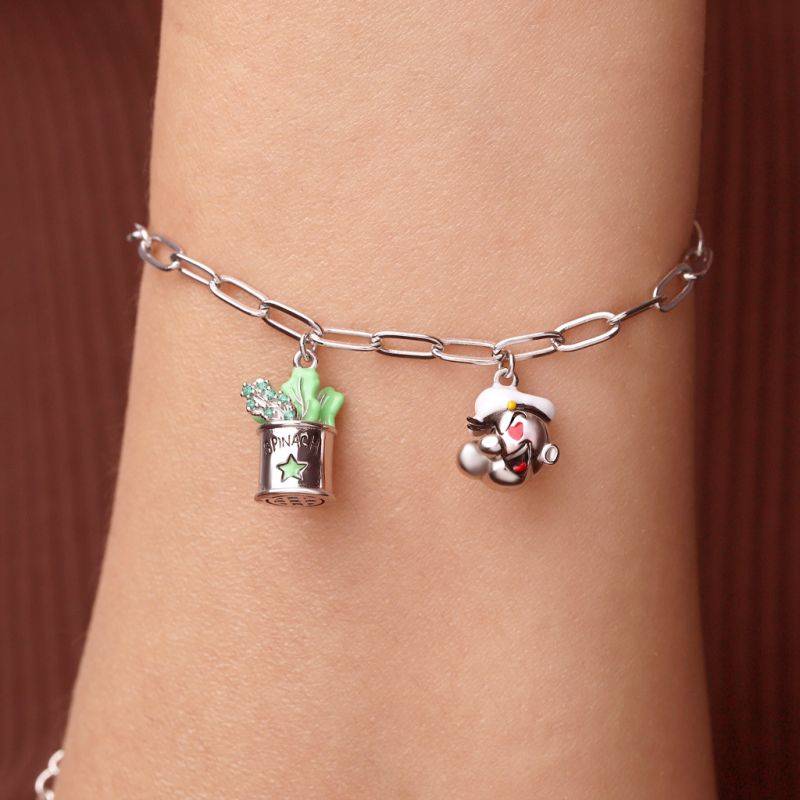 Gnoce Popeye's Head & Spinach Can Chain Bracelets