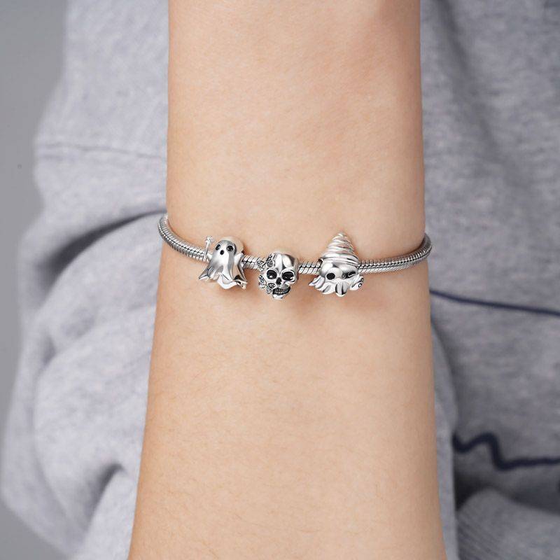 Butterfly Skull Charm Bead 925 Sterling Silver