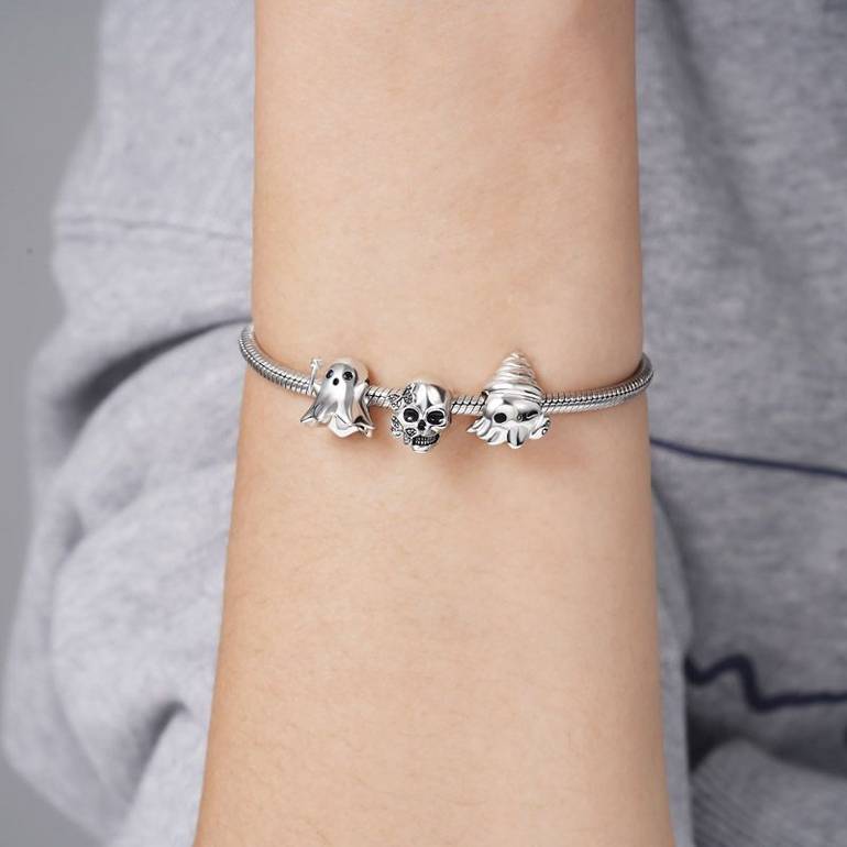 Butterfly Skull Charm Bead 925 Sterling Silver