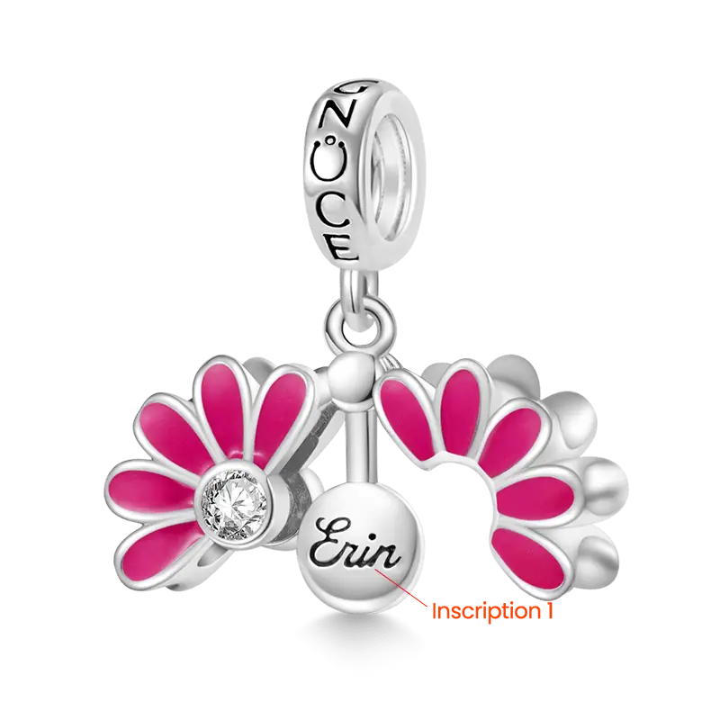Gnoce Engravable Name Daisy Birthstone Pendant Dangle Charm