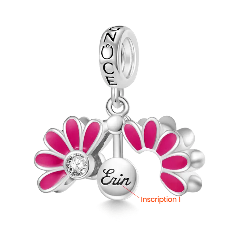 Gnoce Engravable Name Daisy Birthstone Pendant Dangle Charm