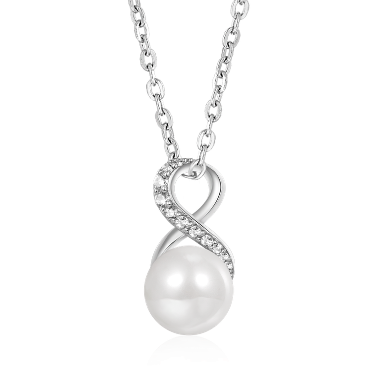 Gnoce Sparkling Infinity Love Pearl Necklaces