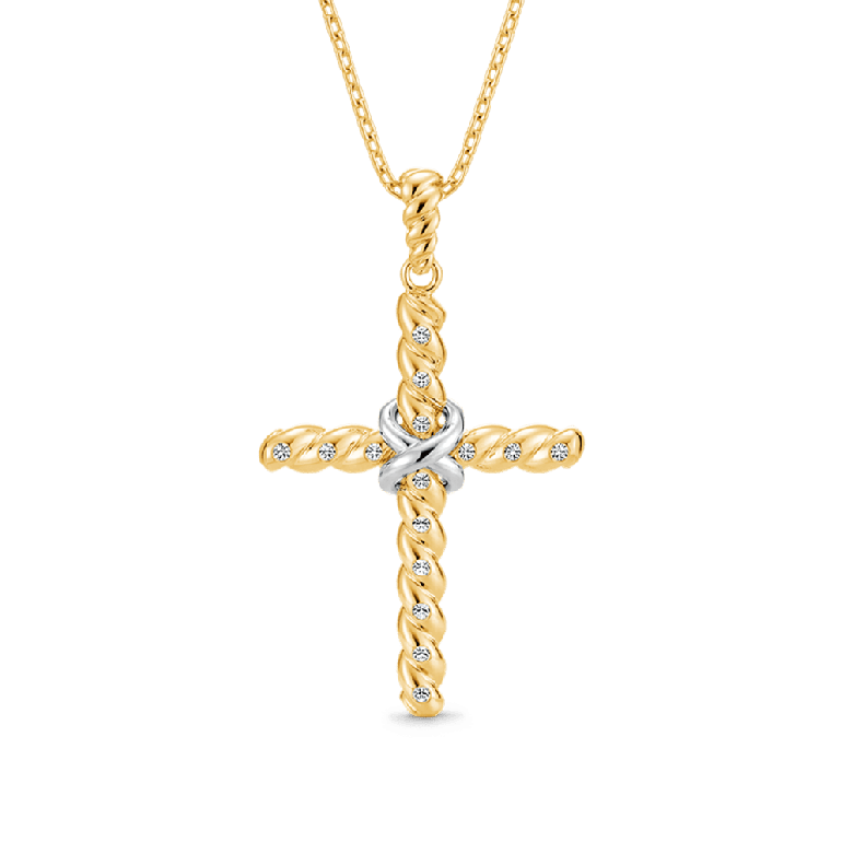 Gnoce Twisted Rope Cross Pendant Necklaces