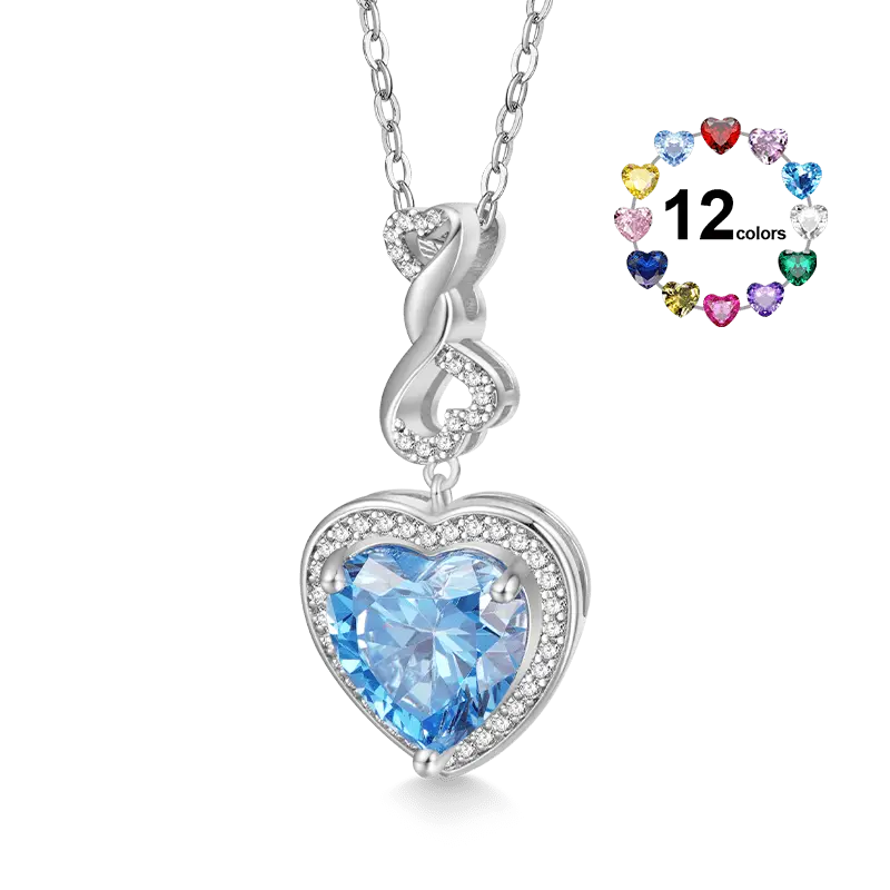 Gnoce Infinite Love Buckle Heart Birthstone Pendant Necklaces