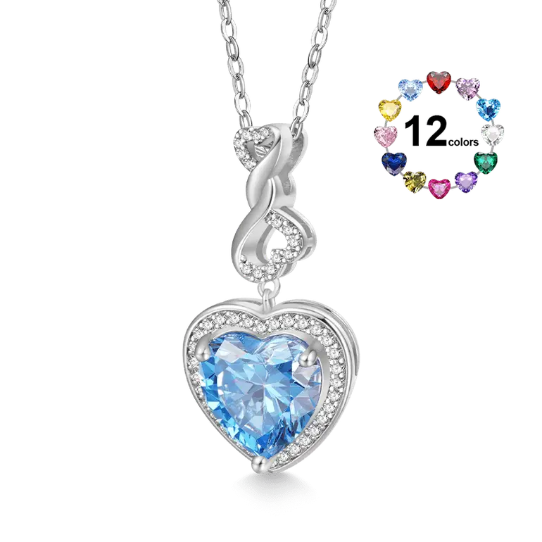 Gnoce Infinite Love Buckle Heart Birthstone Pendant Necklaces