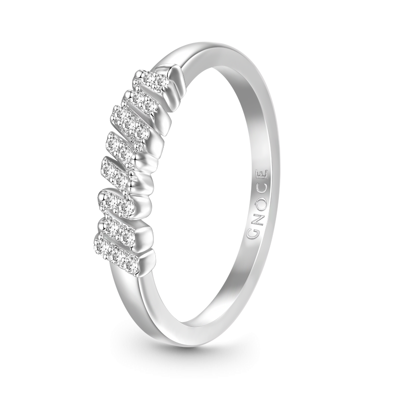 Curb Chain Ring White Sapphire Sterling Silver 18k Gold Plated