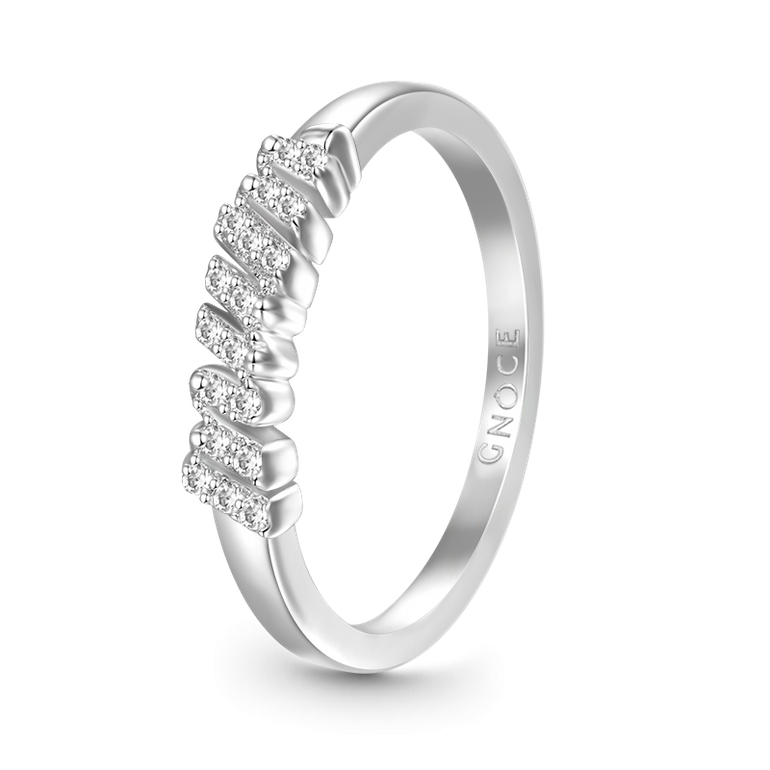Curb Chain Ring White Sapphire Sterling Silver 18k Gold Plated