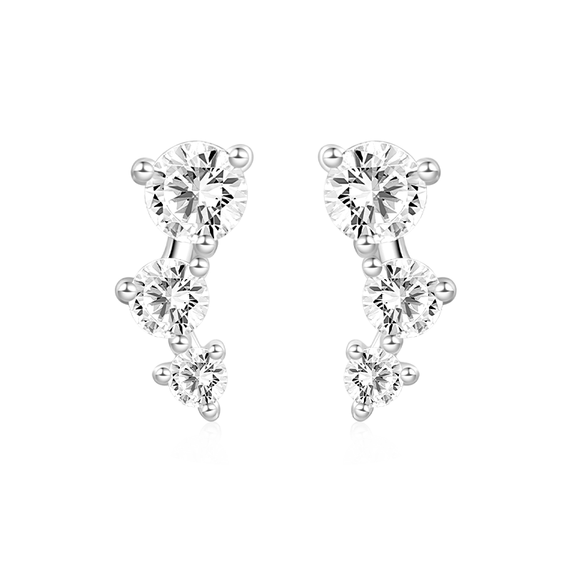 Gnoce Three Stone Stud Earrings