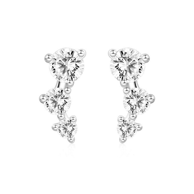 Gnoce Three Stone Stud Earrings
