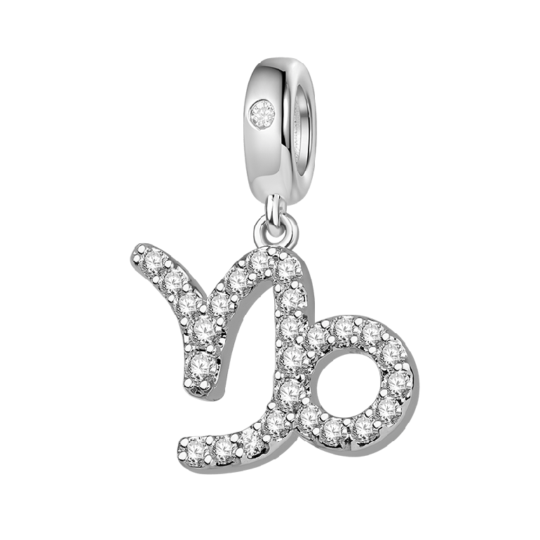 Gnoce Capricorn Charm Zodiac Sign Pendant 925 Sterling Silver With Cz For Bracelets