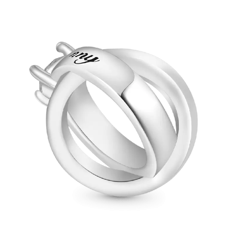Gnoce Engravable Couple Rings Valentine Charm Platinum-plated Silver Blend