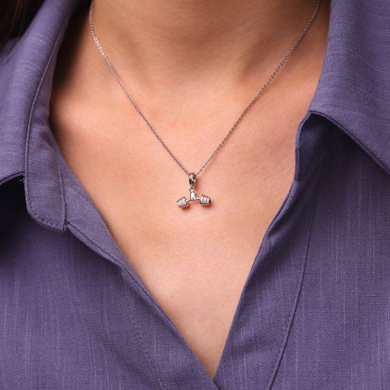 Gnoce Fitness Enthusiast Holding Dumbbell Pendant Dangle Charm