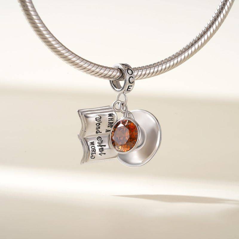 Gnoce Leisure Time Coffee Cup & Book Pendant Dangle Charm